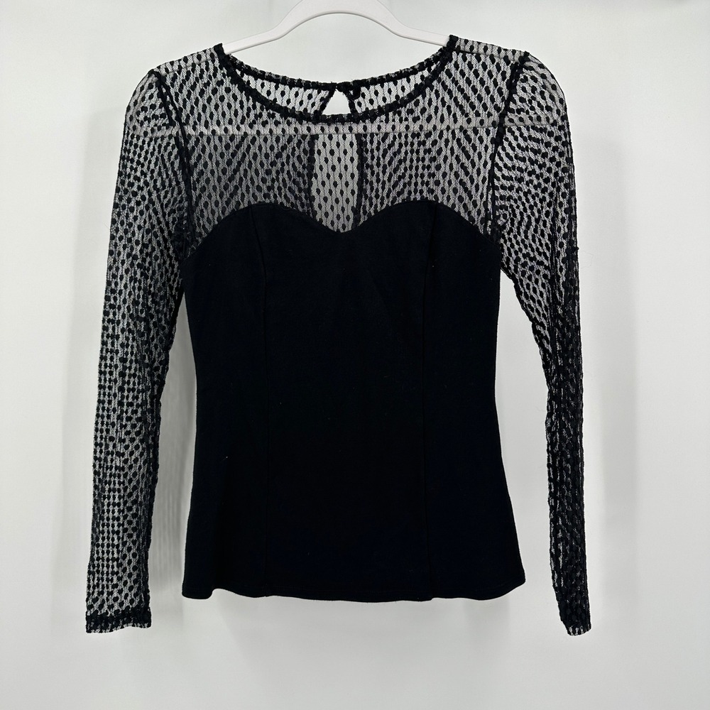 Guess Womens Whimsigoth Mesh Lace‎ Top Size S Vintage Y2K Gothic Romantic